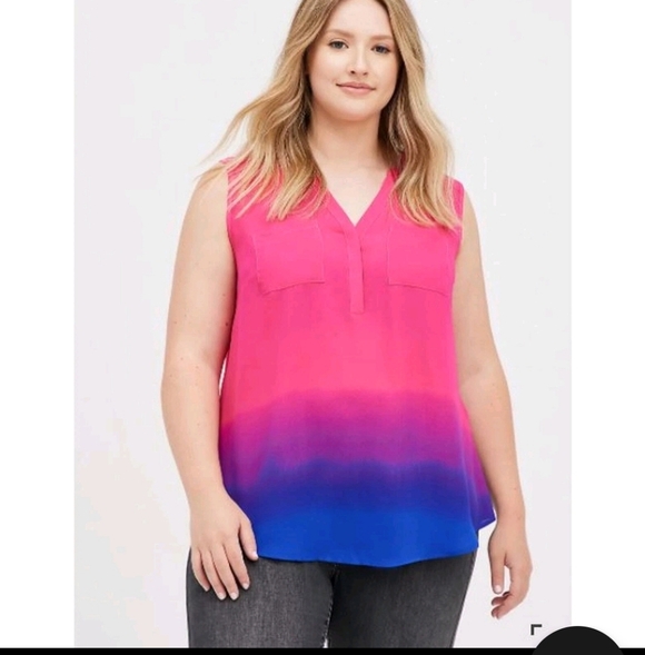 torrid Tops - Like New 3x Ombre Torrid 2X Harper TANK TOP Dip Dye Ombre Hot Pink Purple Blue